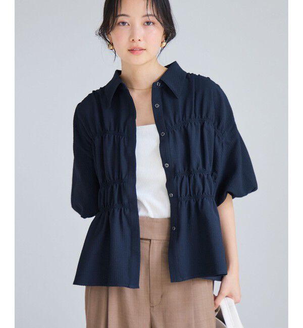 VIS「【夏トク価格】サッカーシャーリングバルーンシャツ」|シャツ・ブラウス|