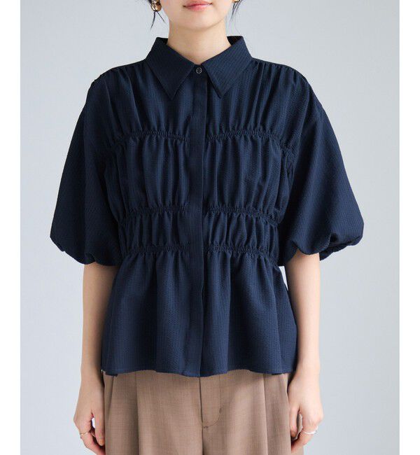 VIS「【夏トク価格】サッカーシャーリングバルーンシャツ」|シャツ・ブラウス|