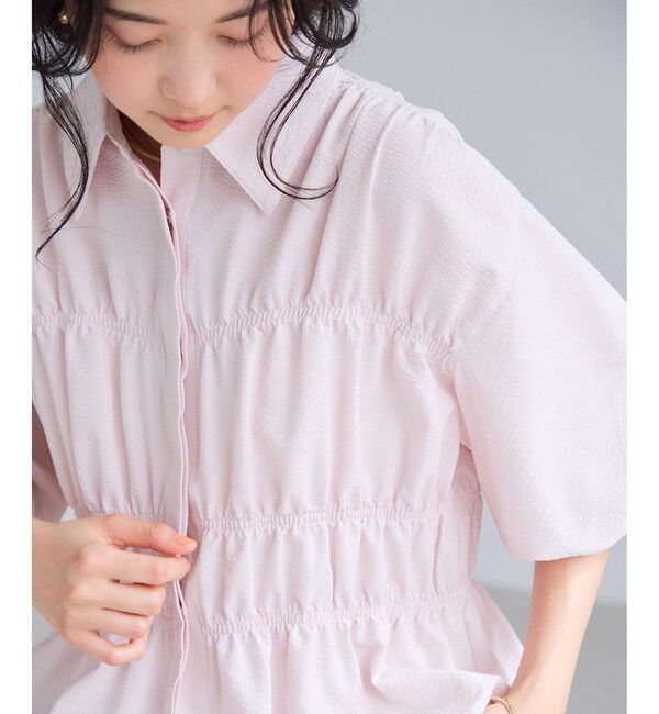 VIS「【夏トク価格】サッカーシャーリングバルーンシャツ」|シャツ・ブラウス|