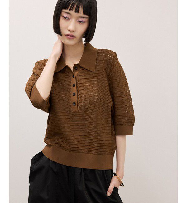 ADAM ET ROPE'「【サステナブル】マルチWAYタンクコンビパターンポロニット」|ポロシャツ|