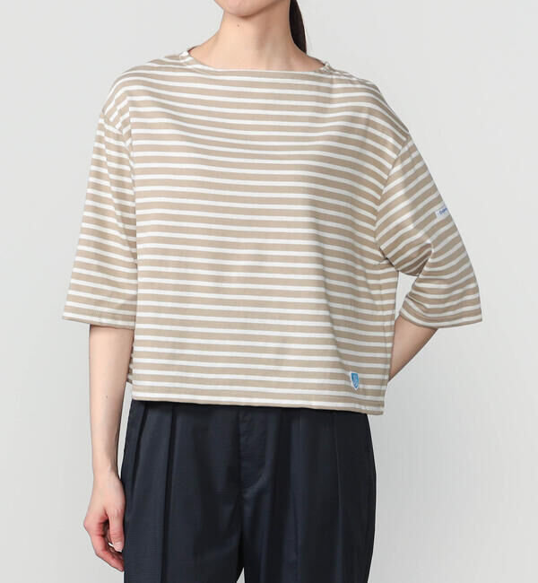 ORCIVAL「ORCIVAL | コットン ボートネックボーダーTシャツ WOMEN」|Tシャツ・カットソー|BEIGE系1