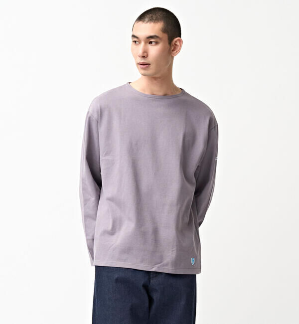 ORCIVAL「ORCIVAL | コットンロード クルーネック ワイドフレンチバスクTシャツ MEN」|Tシャツ・カットソー|PURPLE