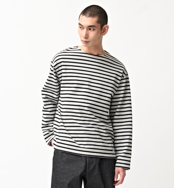 ORCIVAL「ORCIVAL | コットンロード クルーネック ワイドフレンチバスクTシャツ MEN」|Tシャツ・カットソー|GREY系1