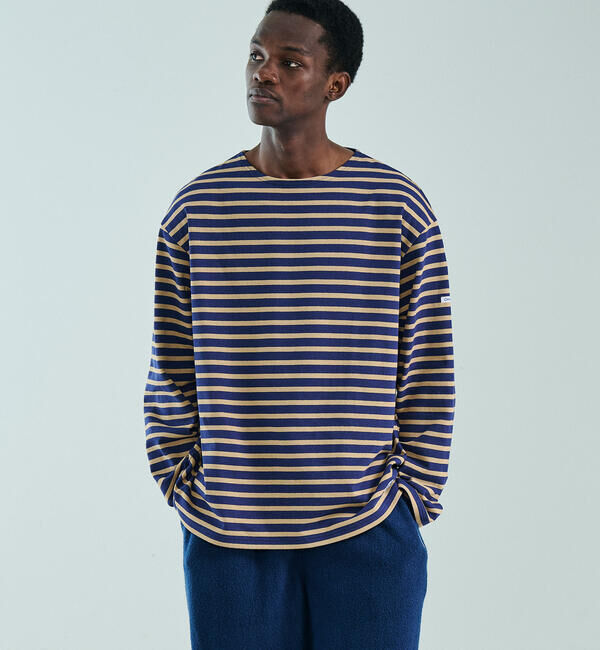 ORCIVAL「ORCIVAL | コットンロード クルーネック ワイドフレンチバスクTシャツ MEN」|Tシャツ・カットソー|NAVY系1