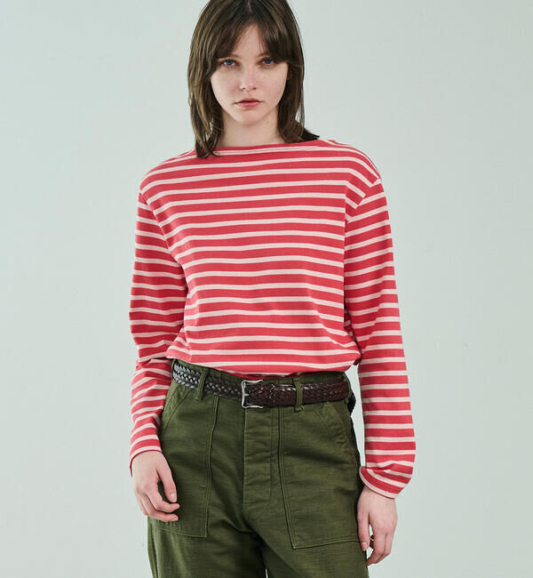ORCIVAL「ORCIVAL | コットンロード ボートネック フレンチバスクTシャツ WOMEN」|Tシャツ・カットソー|RED系1