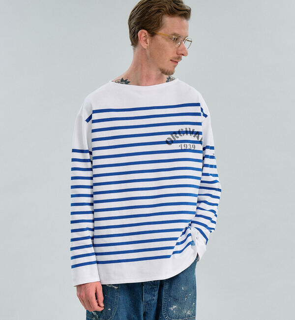 ORCIVAL「ORCIVAL | ラッセル ボートネック プリントワイドバスクTシャツ MEN」|Tシャツ・カットソー|
