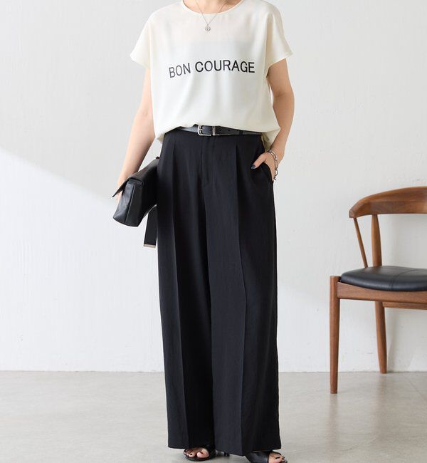  「【さらっとした着心地／前後２WAY 】ジョーゼットフレンチロゴTシャツ」|Tシャツ・カットソー|