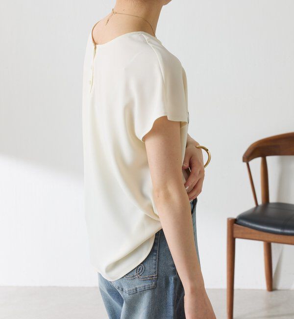  「【さらっとした着心地／前後２WAY 】ジョーゼットフレンチロゴTシャツ」|Tシャツ・カットソー|