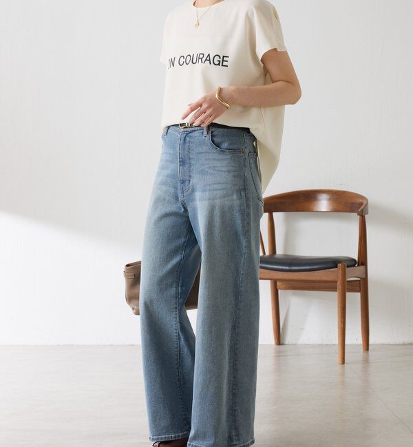  「【さらっとした着心地／前後２WAY 】ジョーゼットフレンチロゴTシャツ」|Tシャツ・カットソー|