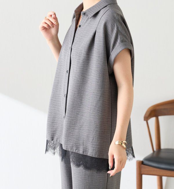  「レースドッキングシャツセットアップ」|ワンピース|