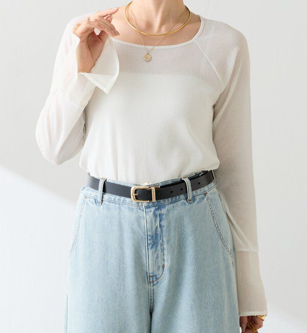  「【人気アイテム／リニューアル】ラメリブスクエアカットソー」|Tシャツ・カットソー|