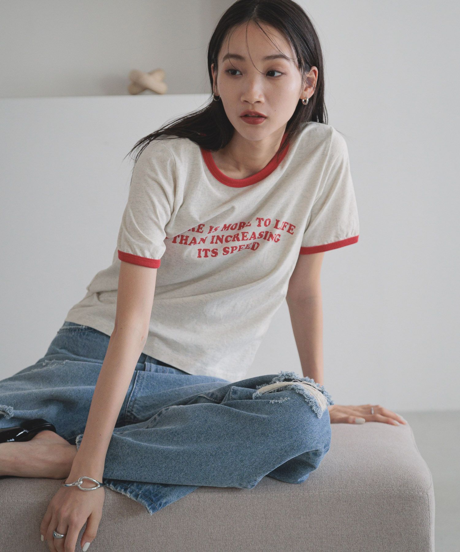 LOWRYS FARM「リンガーロゴＴＥＥ」|Tシャツ・カットソー|