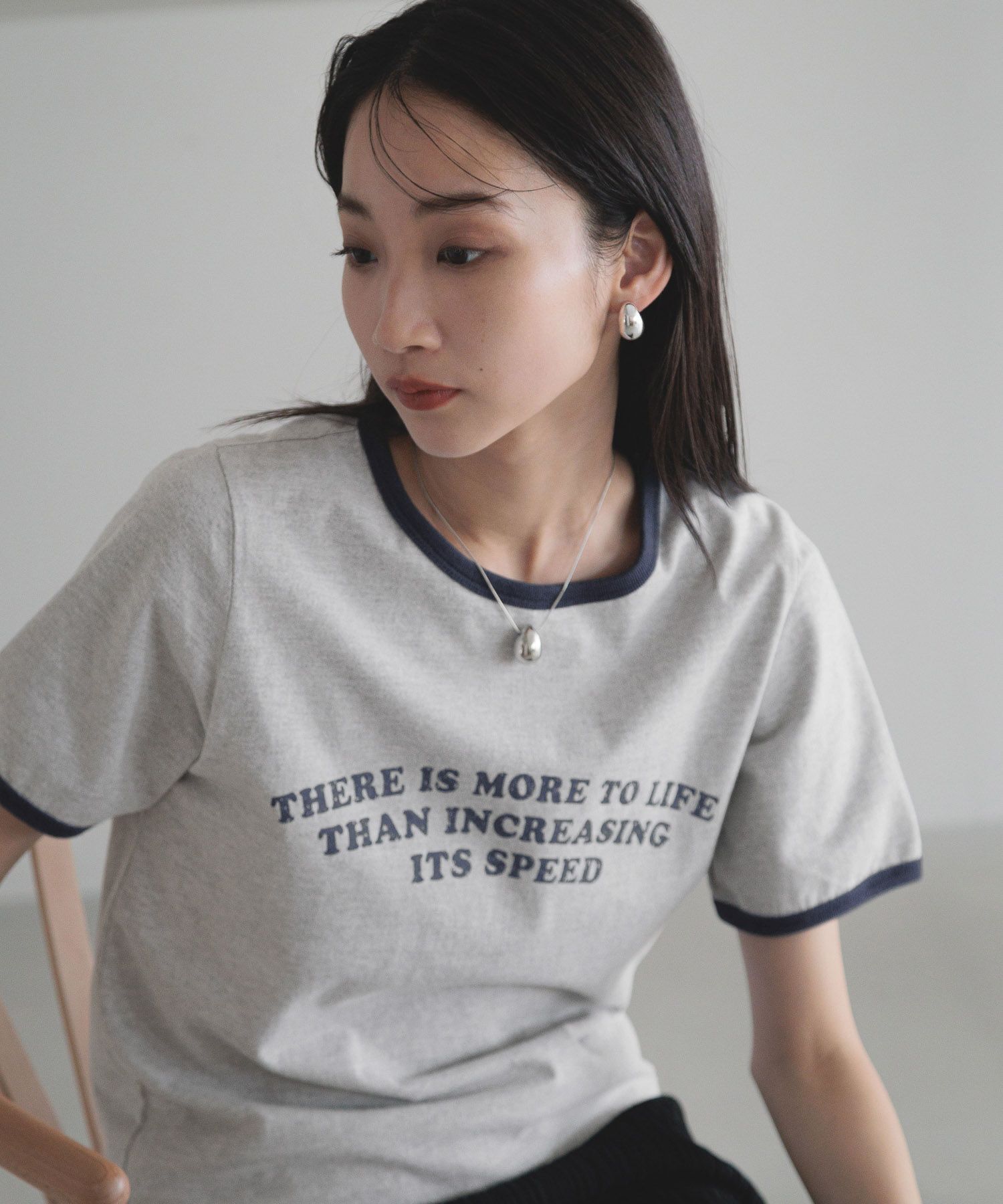 LOWRYS FARM「リンガーロゴＴＥＥ」|Tシャツ・カットソー|GRY5