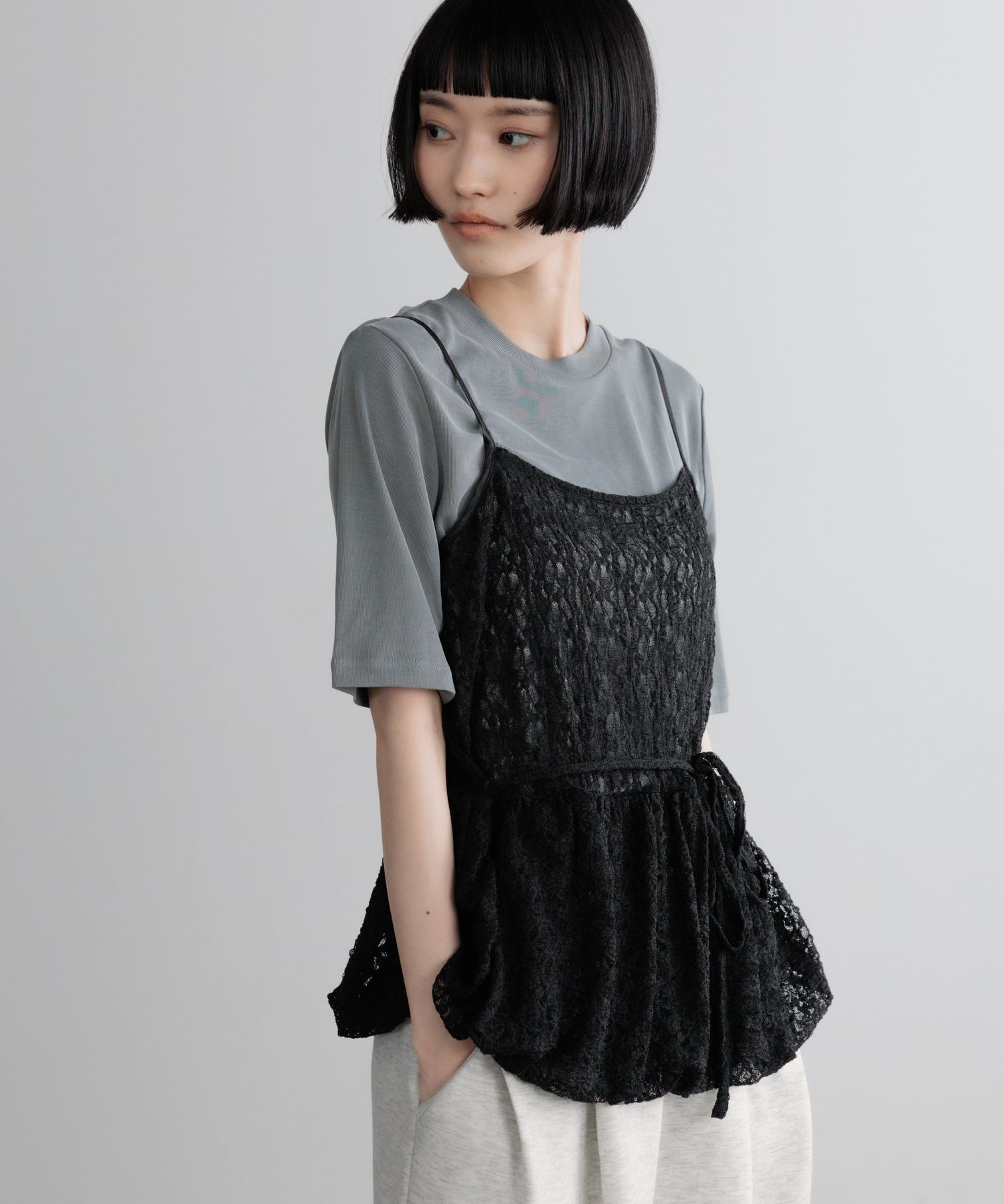 LOWRYS FARM「ドットレースチュールキャミ」|Tシャツ・カットソー|