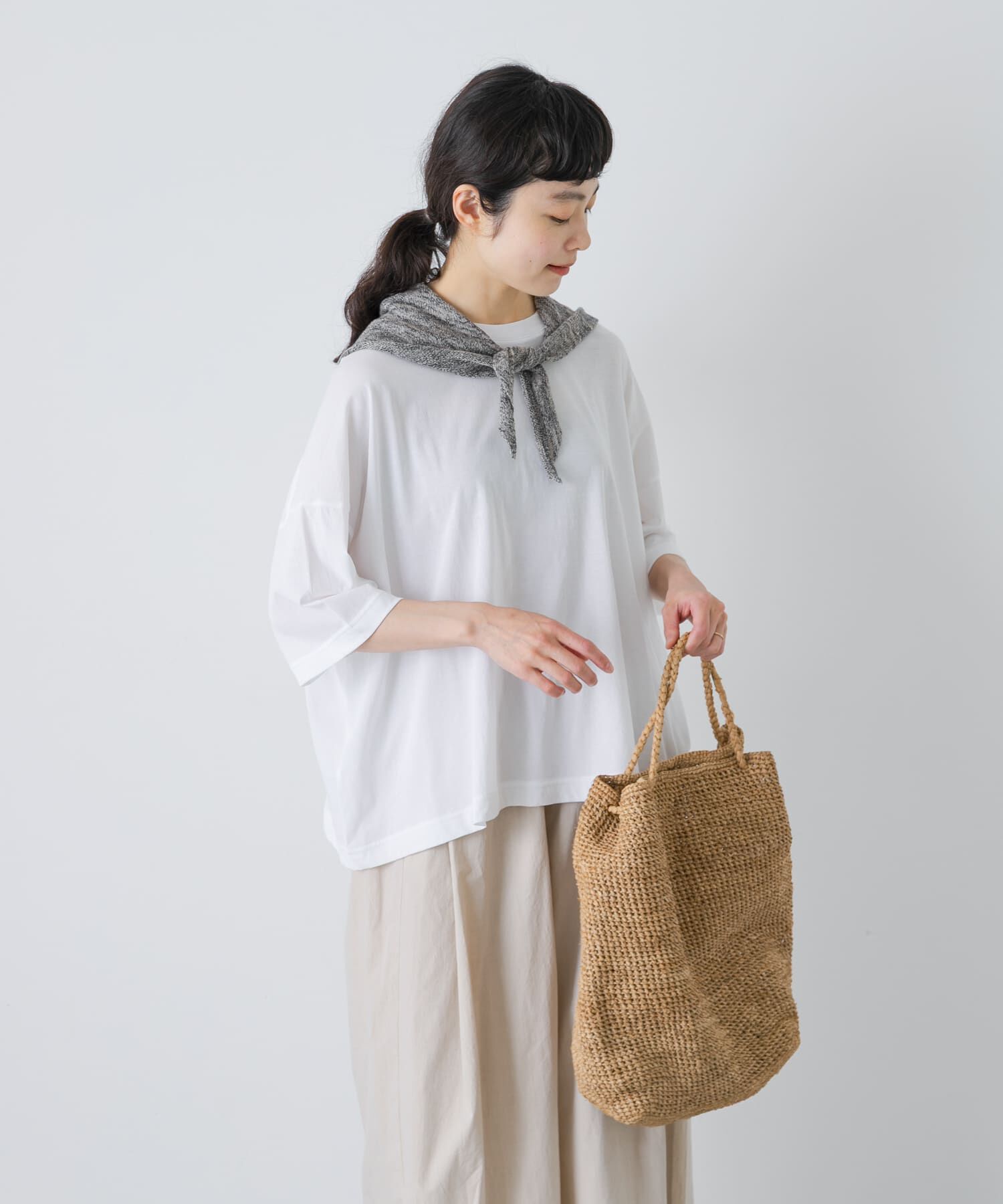 かぐれ「ハイツイストコットン半袖Tシャツ」|Tシャツ・カットソー|