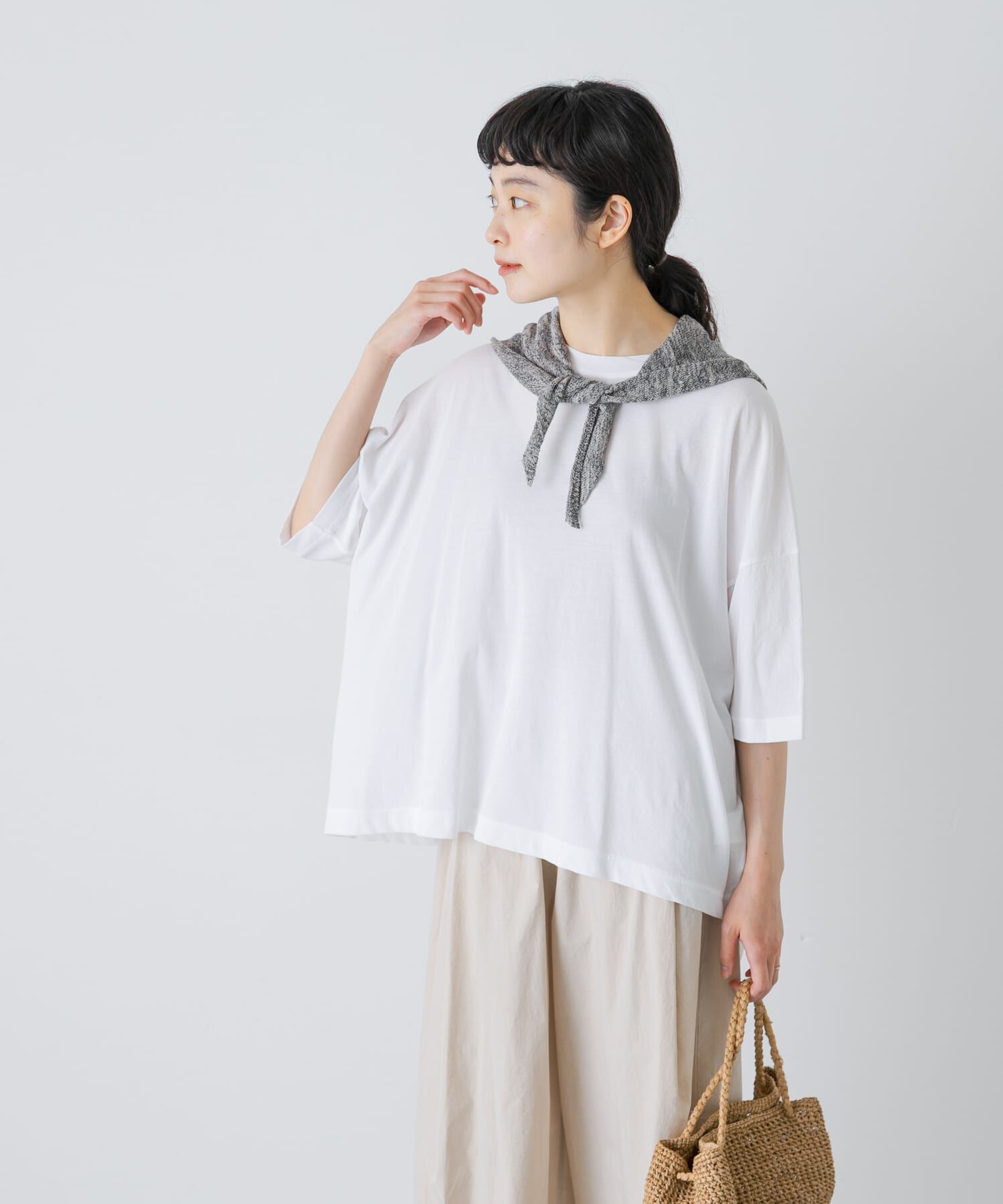 かぐれ「ハイツイストコットン半袖Tシャツ」|Tシャツ・カットソー|