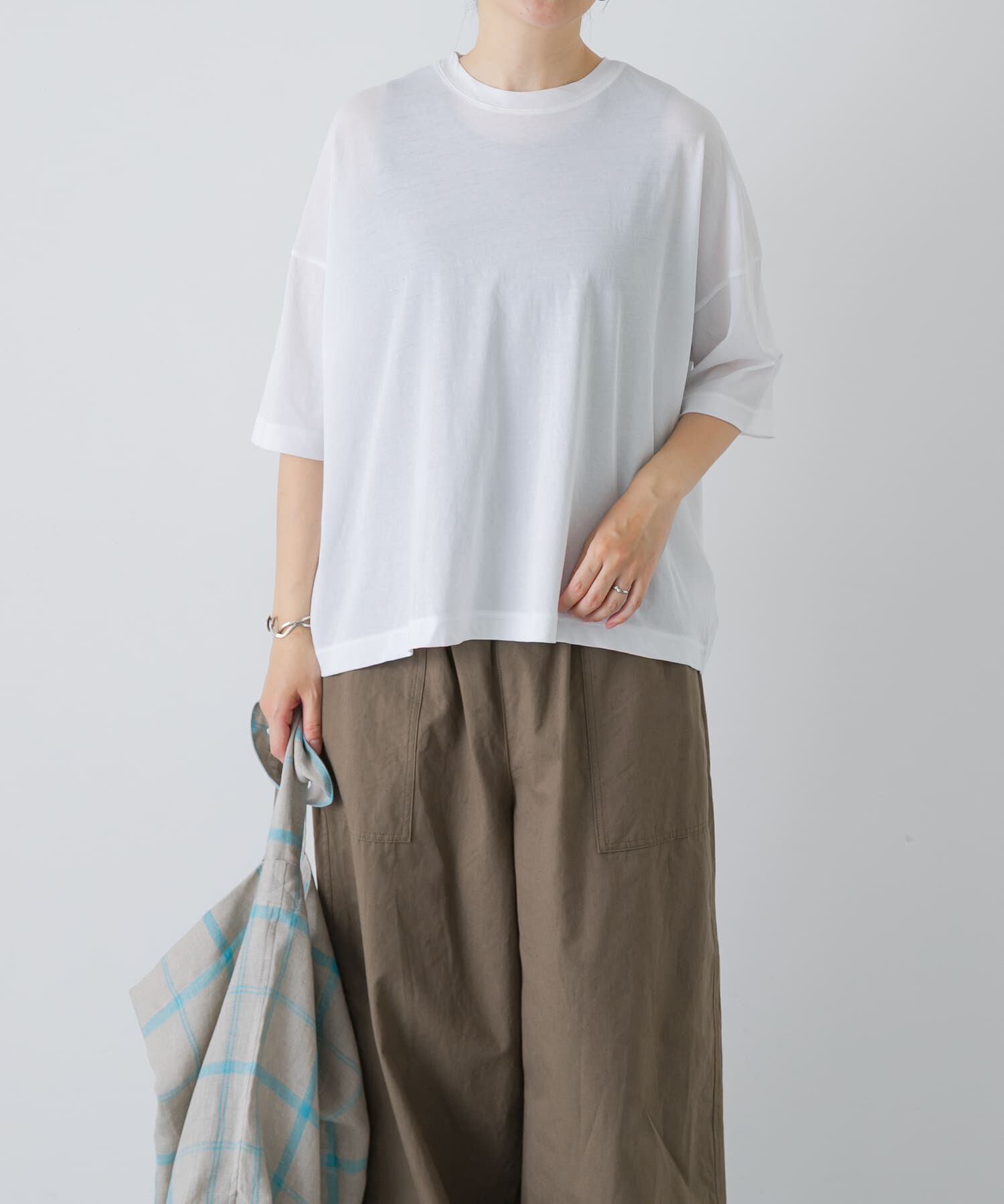 かぐれ「ハイツイストコットン半袖Tシャツ」|Tシャツ・カットソー|