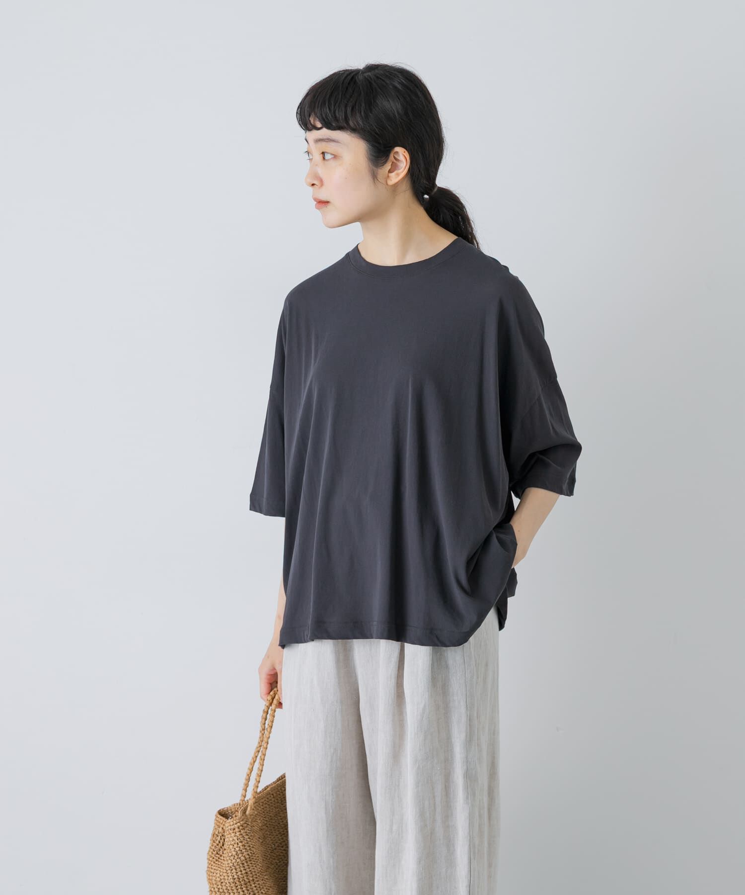 かぐれ「ハイツイストコットン半袖Tシャツ」|Tシャツ・カットソー|