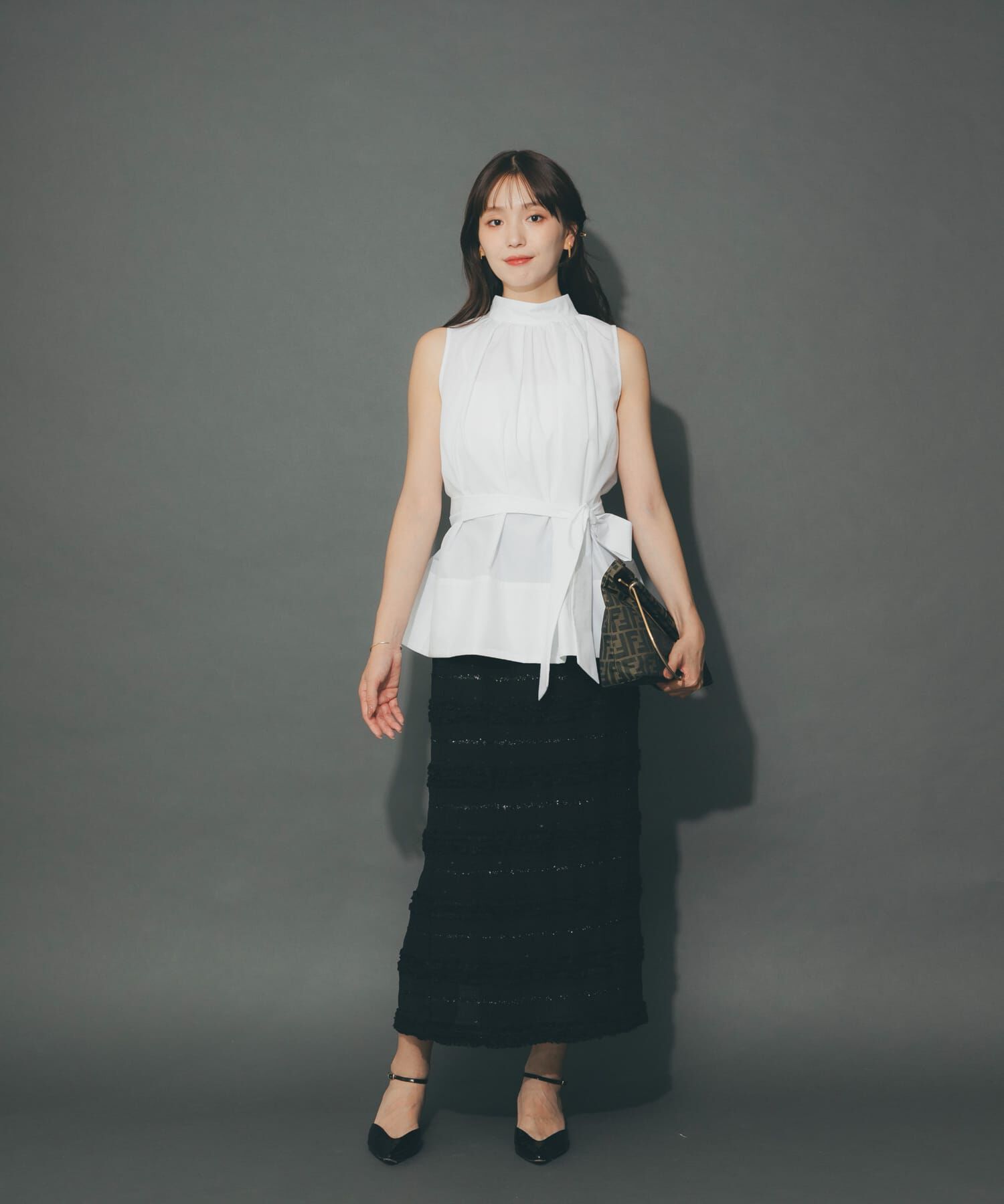 URBAN RESEARCH ROSSO「ウエストマークハイネックシャツブラウス」|シャツ・ブラウス|