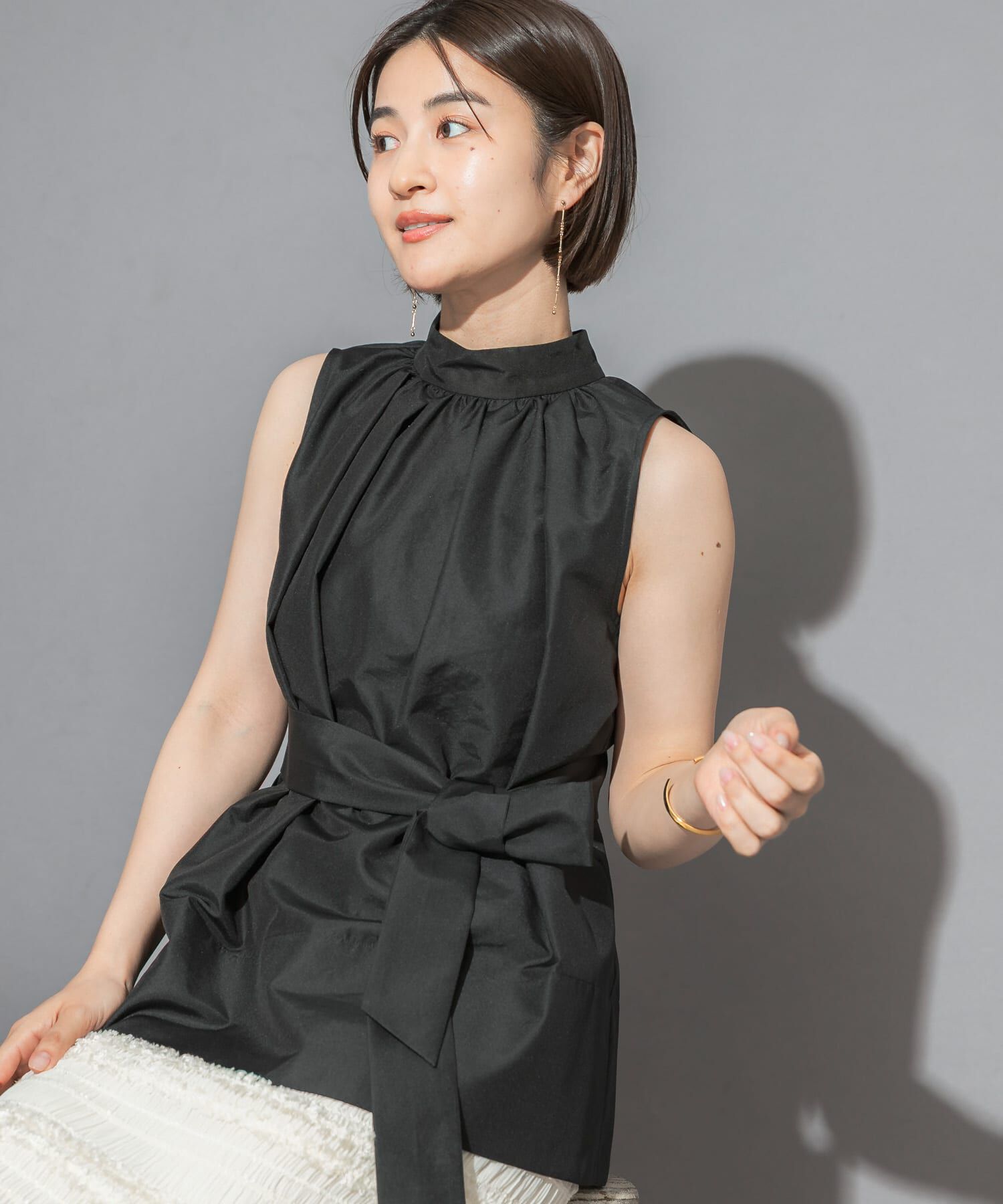 URBAN RESEARCH ROSSO「ウエストマークハイネックシャツブラウス」|シャツ・ブラウス|