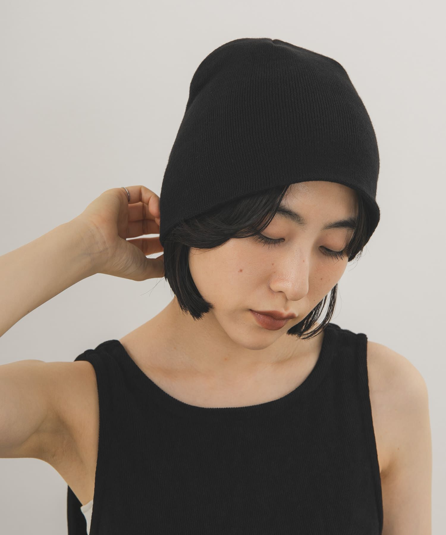  「シンプルニットビーニー」|ニット帽|