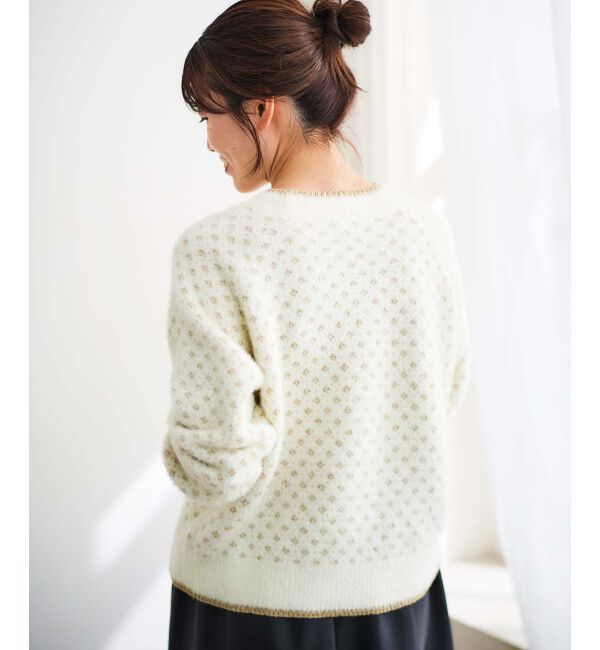 le.coeur blanc「《手洗い可能》フェザーヤーンダイヤ柄ラメニット」|ニット・セーター|