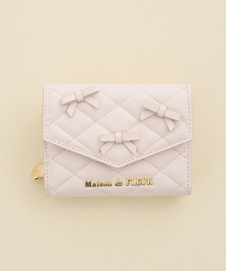 Maison de FLEUR「ロンバスキルトリボンウォレット」|財布|ライトピンク