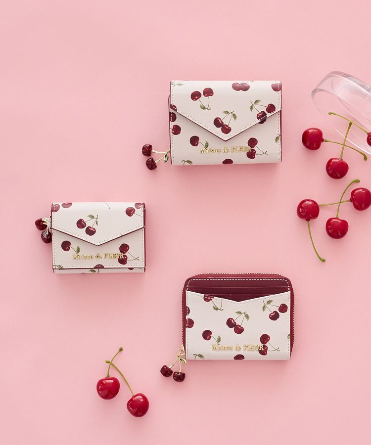 Maison de FLEUR「リーフ付きチェリーカードケース」|財布|