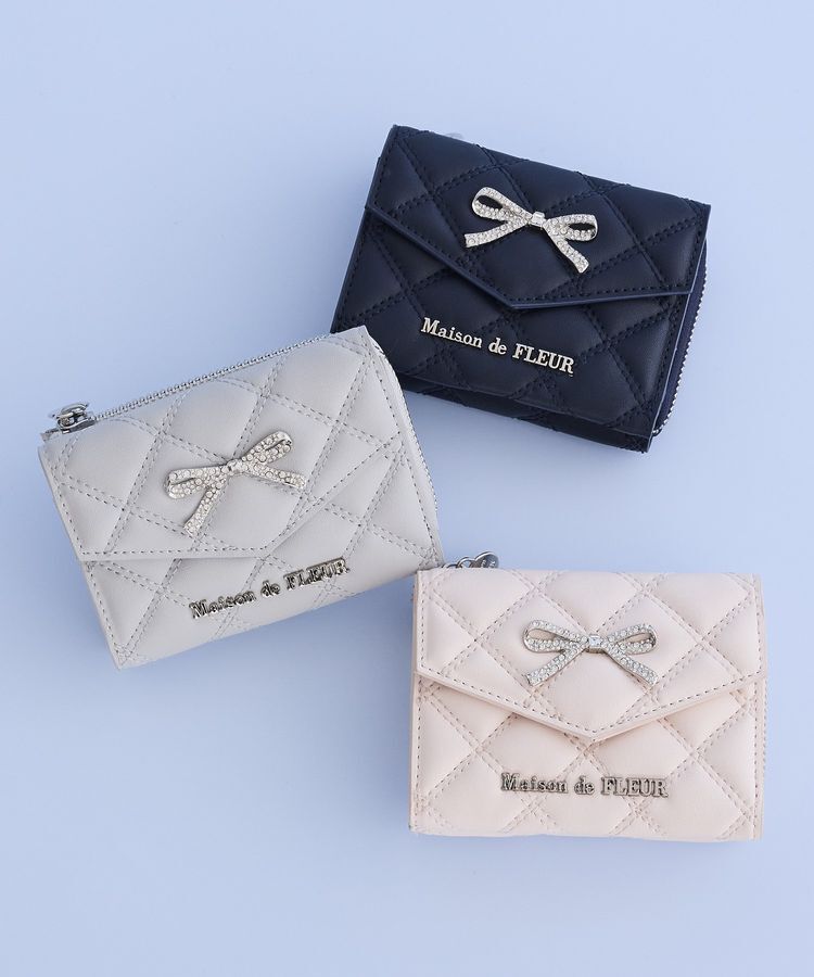 Maison de FLEUR「リボンビジューキルティングウォレット」|財布|