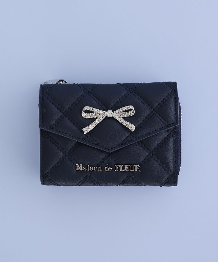 Maison de FLEUR「リボンビジューキルティングウォレット」|財布|
