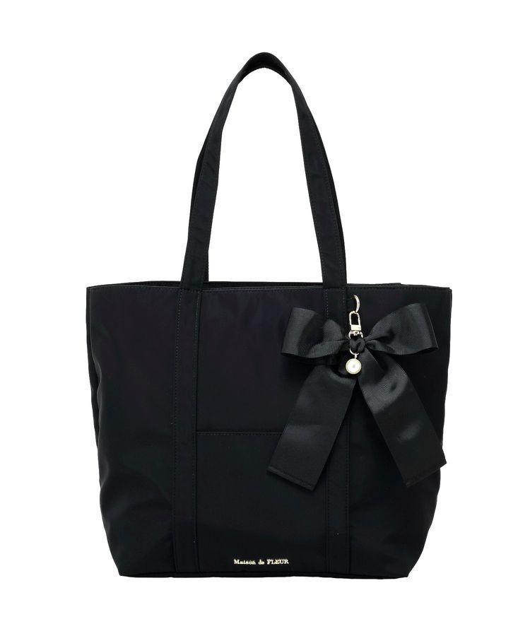 Maison de FLEUR「リボンチャーム付きマルチポケットトートバッグ」|トートバッグ|