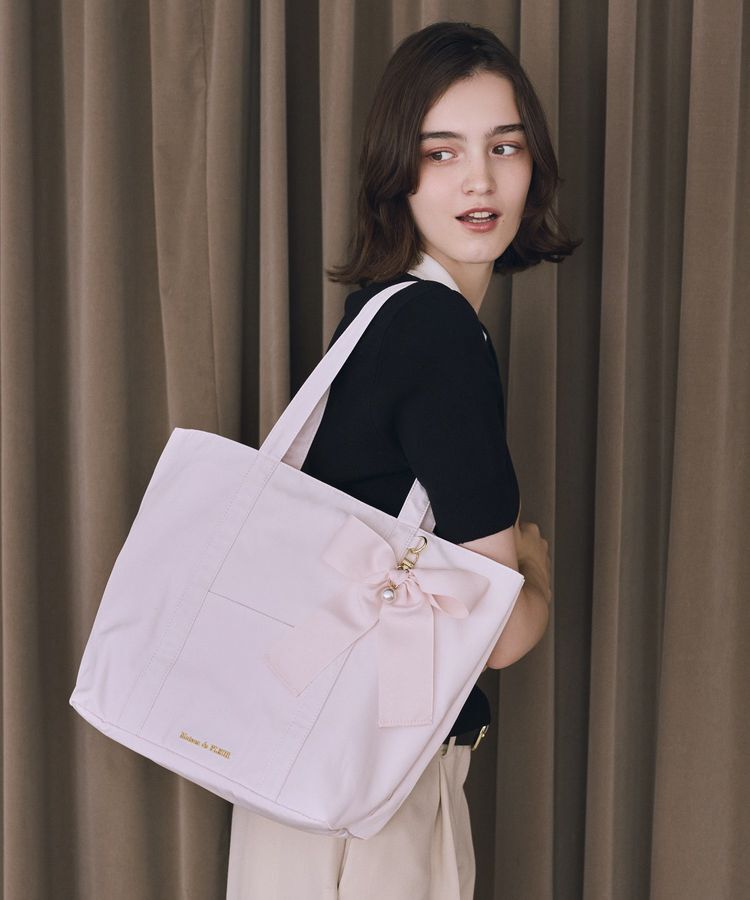 Maison de FLEUR「リボンチャーム付きマルチポケットトートバッグ」|トートバッグ|ライトピンク