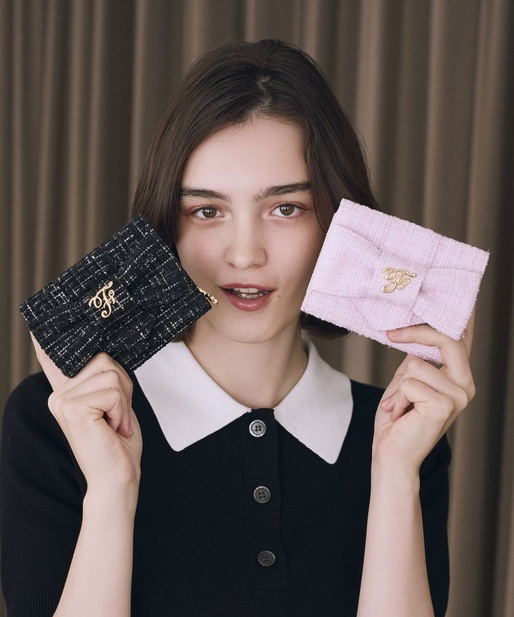 Maison de FLEUR「ツイードFリボンミニウォレット」|財布|