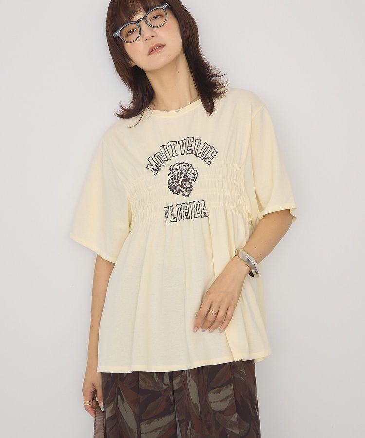 AMERICAN HOLIC「シャーリングプリントTシャツ」|Tシャツ・カットソー|Light yellow