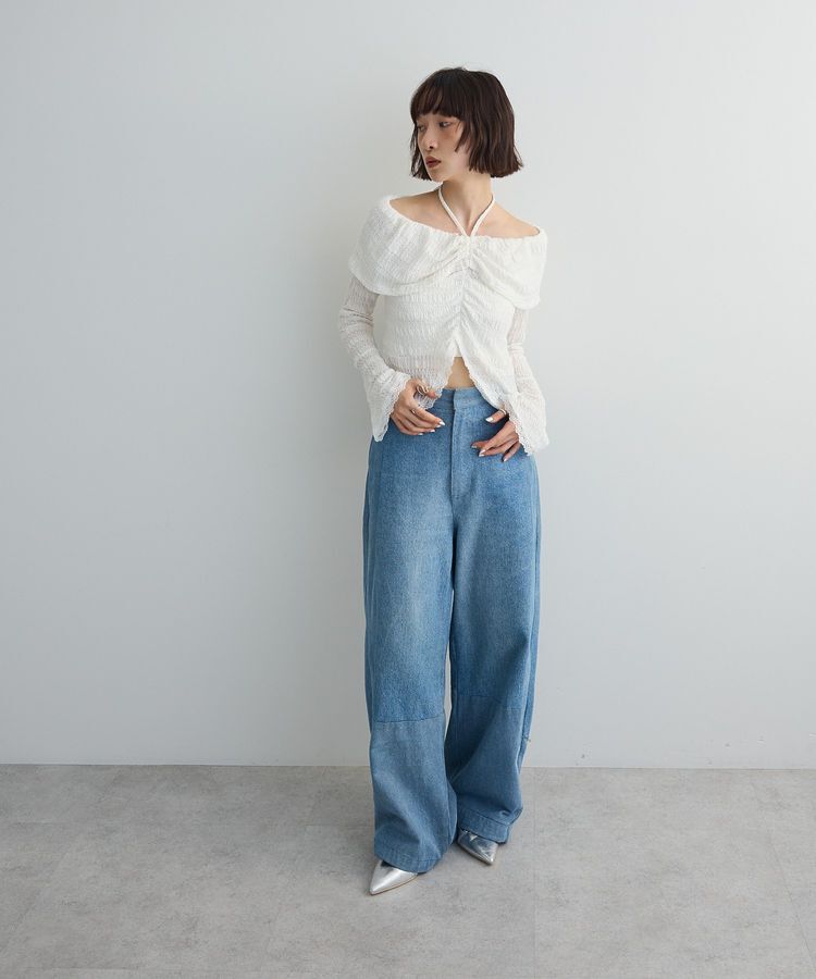 AnriettMusee「シャーリングオフショルプルオーバー」|Tシャツ・カットソー|