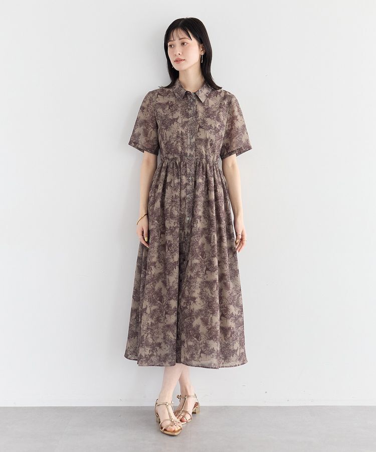 YECCA VECCA「サファリ柄フレアシャツワンピース」|ワンピース|