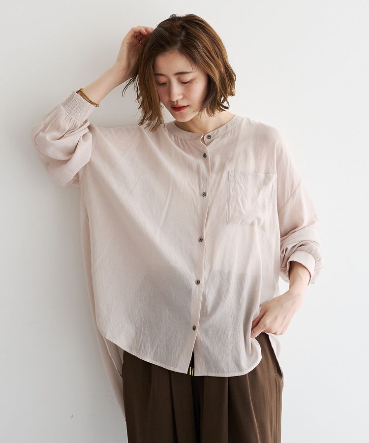 YECCA VECCA「ドライタッチシアーバンドカラーシャツ」|シャツ・ブラウス|
