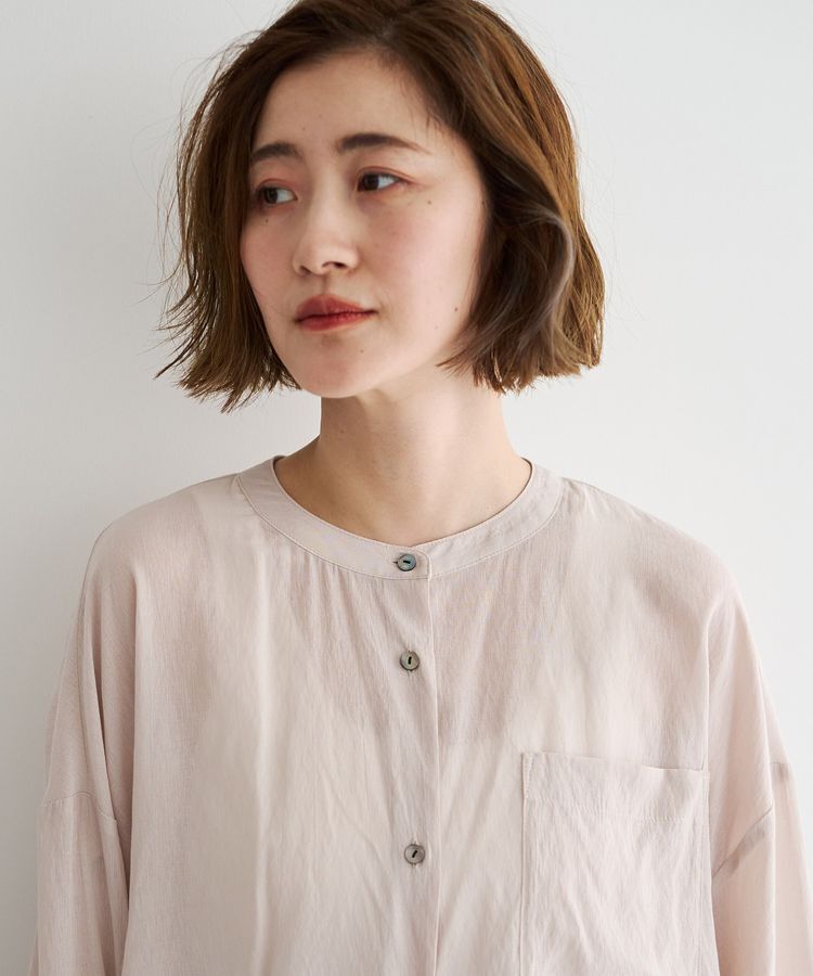 YECCA VECCA「ドライタッチシアーバンドカラーシャツ」|シャツ・ブラウス|