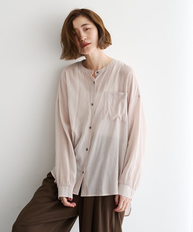 YECCA VECCA「ドライタッチシアーバンドカラーシャツ」|シャツ・ブラウス|