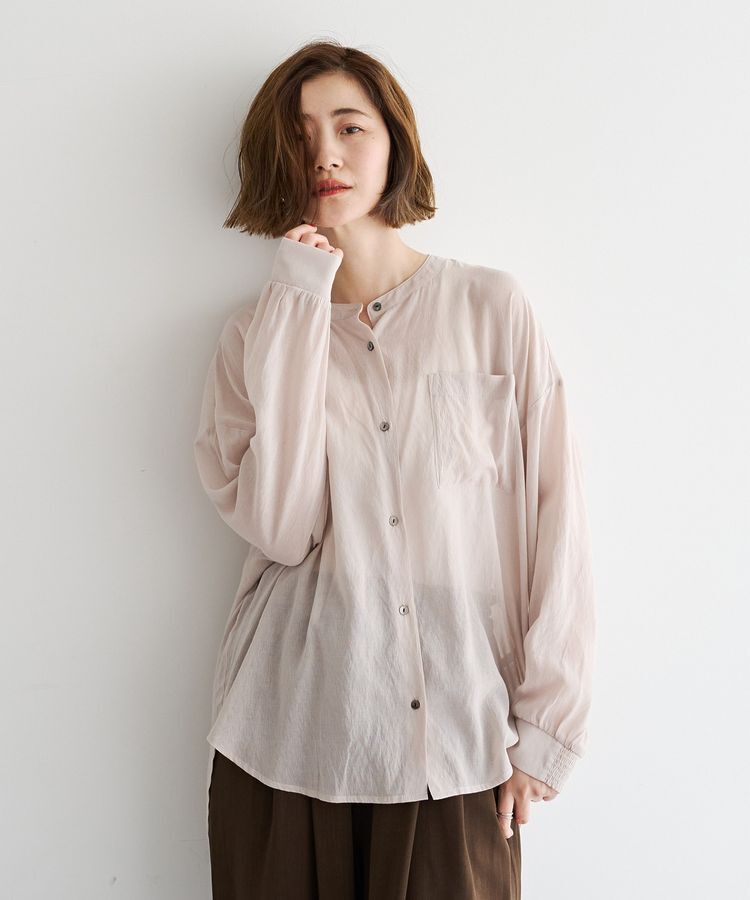 YECCA VECCA「ドライタッチシアーバンドカラーシャツ」|シャツ・ブラウス|