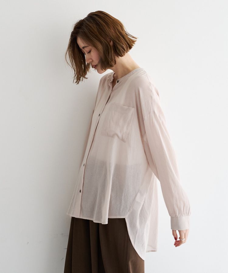 YECCA VECCA「ドライタッチシアーバンドカラーシャツ」|シャツ・ブラウス|