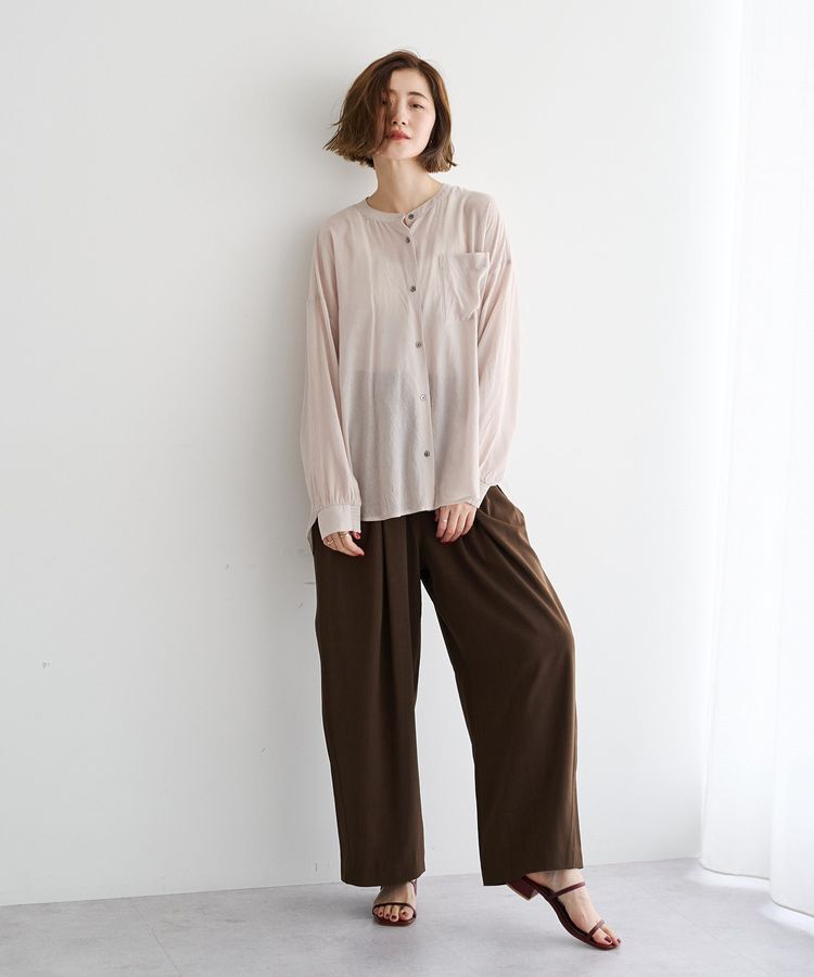 YECCA VECCA「ドライタッチシアーバンドカラーシャツ」|シャツ・ブラウス|
