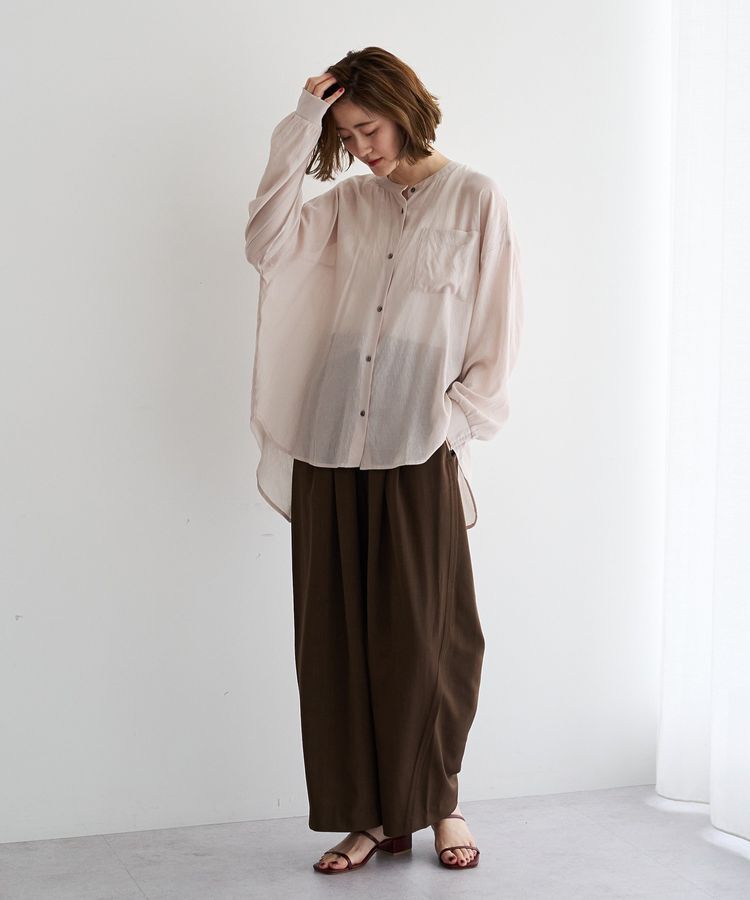 YECCA VECCA「ドライタッチシアーバンドカラーシャツ」|シャツ・ブラウス|