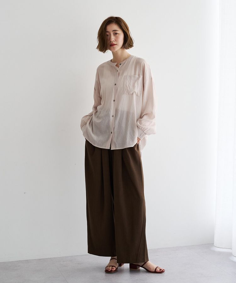YECCA VECCA「ドライタッチシアーバンドカラーシャツ」|シャツ・ブラウス|
