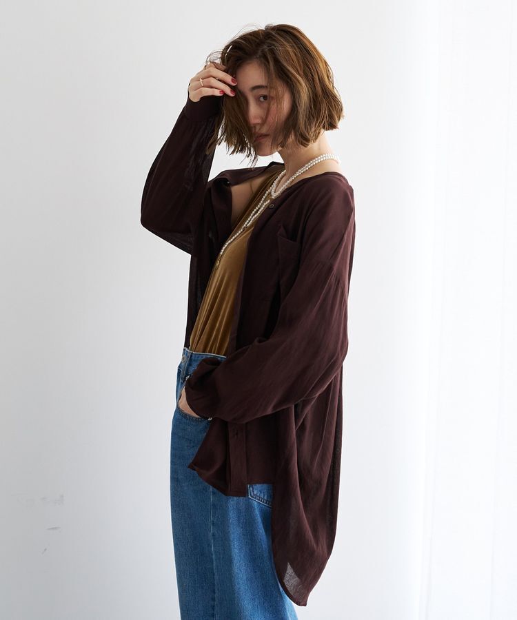 YECCA VECCA「ドライタッチシアーバンドカラーシャツ」|シャツ・ブラウス|