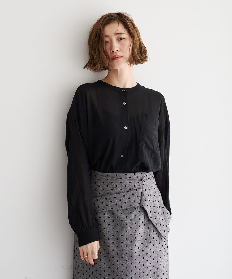 YECCA VECCA「ドライタッチシアーバンドカラーシャツ」|シャツ・ブラウス|