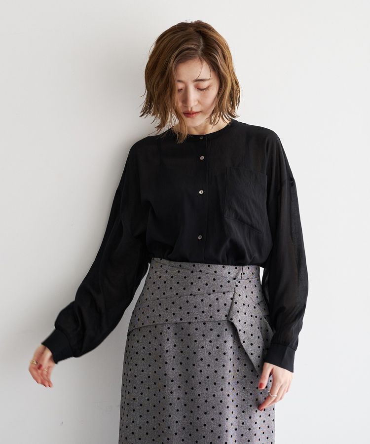 YECCA VECCA「ドライタッチシアーバンドカラーシャツ」|シャツ・ブラウス|