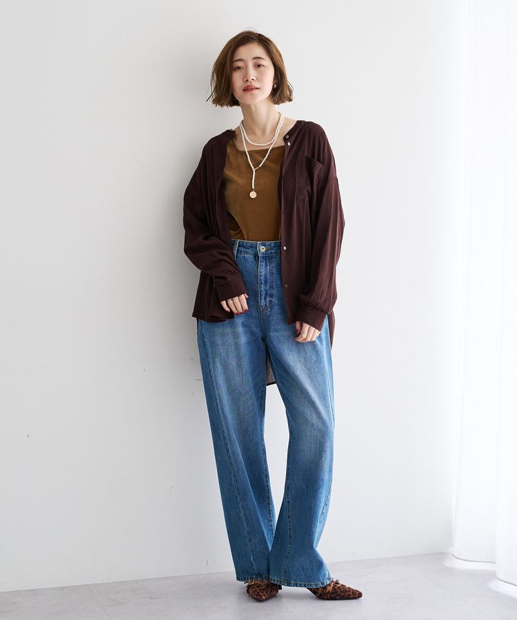 YECCA VECCA「ドライタッチシアーバンドカラーシャツ」|シャツ・ブラウス|