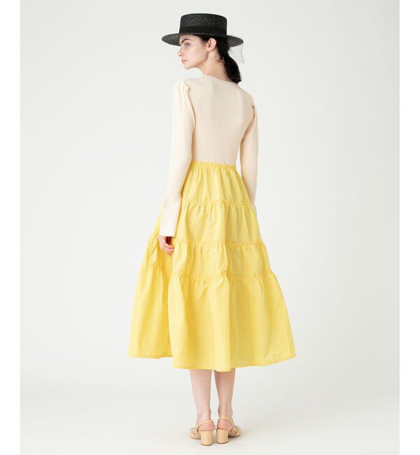 LOULOU WILLOUGHBY「【LOULOU WILLOUGHBY】タフタティアードニットワンピース」|ワンピース|