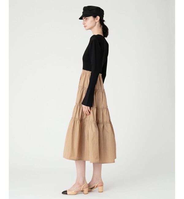 LOULOU WILLOUGHBY「【LOULOU WILLOUGHBY】タフタティアードニットワンピース」|ワンピース|